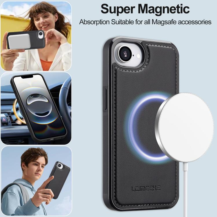 For iPhone 16e LC.IMEEKE L2 Series Detachable Magsafe PU Phone Case with Lanyard(Black) - free shipping - PMc TechLife - Order now!