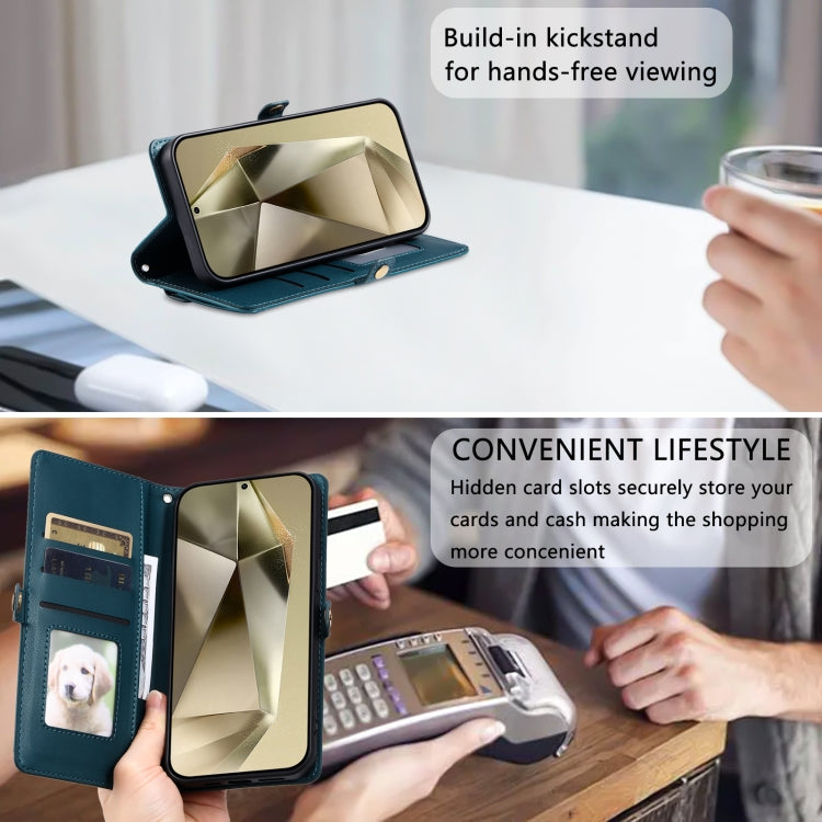 For Samsung Galaxy S25+ 5G Wallet Multi-card Slot Leather Phone Case with Lanyard(Green) - Galaxy S25+ 5G Cases by PMC TechLife | Online Shopping South Africa | PMC TechLife | Buy Now Pay Later Mobicred