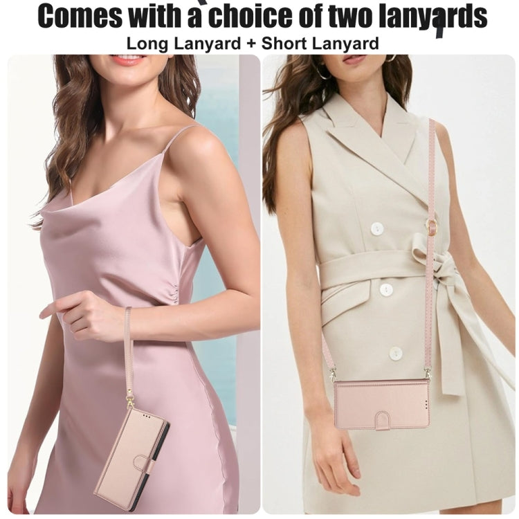 For Samsung Galaxy S25 Ultra 5G Skin Feel Pure Color Card Slots Leather Phone Case with Dual Lanyard(Rose Gold) - Galaxy S25 Ultra 5G Cases by PMC TechLife | Online Shopping South Africa | PMC TechLife | Buy Now Pay Later Mobicred