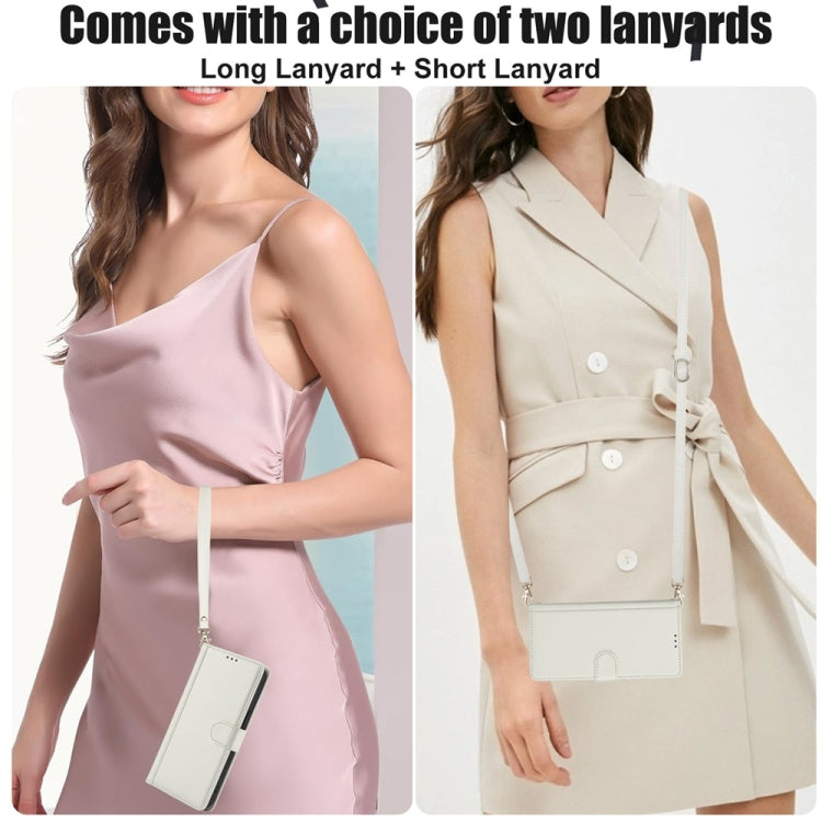 For Samsung Galaxy S25+ 5G Skin Feel Pure Color Card Slots Leather Phone Case with Dual Lanyard(White) - free shipping - PMC TechLife - Order now!