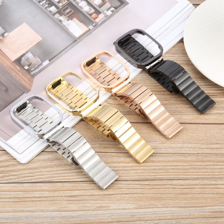 For Redmi Watch 3 Lite Frame Integrated One-bead Stainless Steel Watch Band(Black) - Watch Bands by PMc TechLife | Online Shopping South Africa | PMc TechLife | Buy Now Pay Later Mobicred