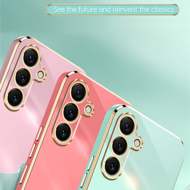 For Samsung Galaxy S25 5G XINLI Straight Edge 6D Electroplate TPU Phone Case(Pink) - Galaxy S25 5G Cases by XINLI | Online Shopping South Africa | PMC Jewellery | Buy Now Pay Later Mobicred
