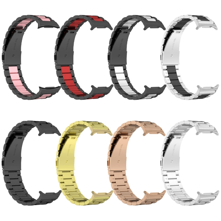 For Samsung Galaxy Watch Ultra 47mm Three Beads Stainless Steel Watch Band(Black Silver Black) - free shipping - PMC TechLife - Order now!