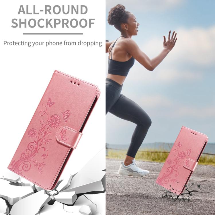 For iPhone 16e Embossed Butterfly Flowers Leather Phone Case(Rose Gold) - free shipping - PMC TechLife - Order now!