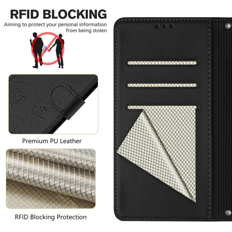 For Ulefone Note 14 Smile Embossing RFID Leather Phone Case(Black) - Ulefone Cases by PMC Jewellery | Online Shopping South Africa | PMC Jewellery | Buy Now Pay Later Mobicred