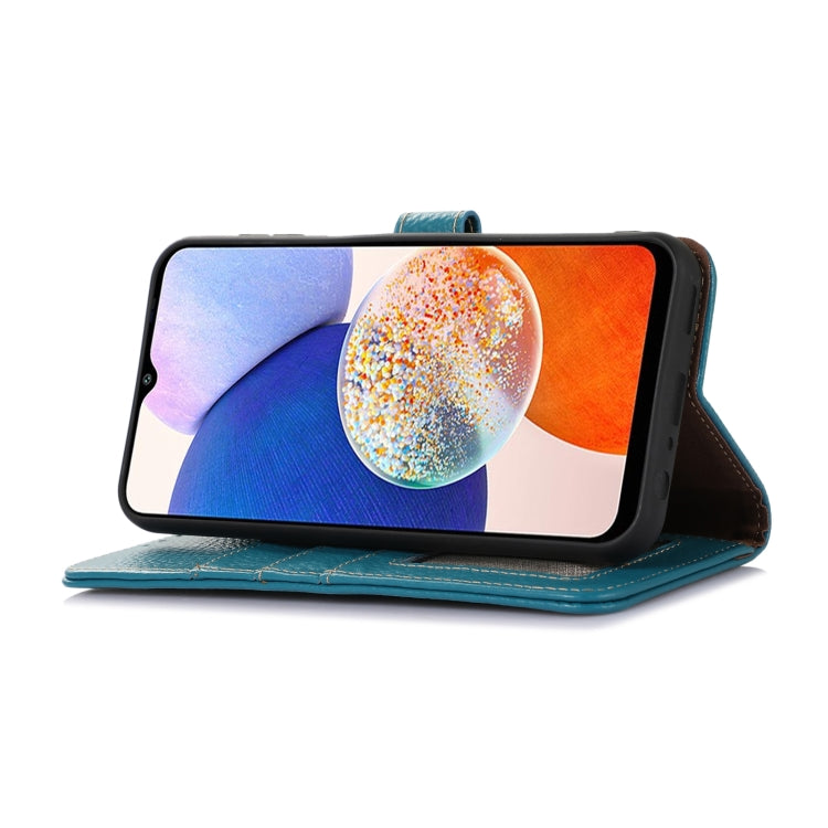 For Motorola Moto G75 5G Genuine Leather Litchi Texture RFID Leather Phone Case(Blue) - Motorola Cases by PMC TechLife | Online Shopping South Africa | PMC TechLife | Buy Now Pay Later Mobicred