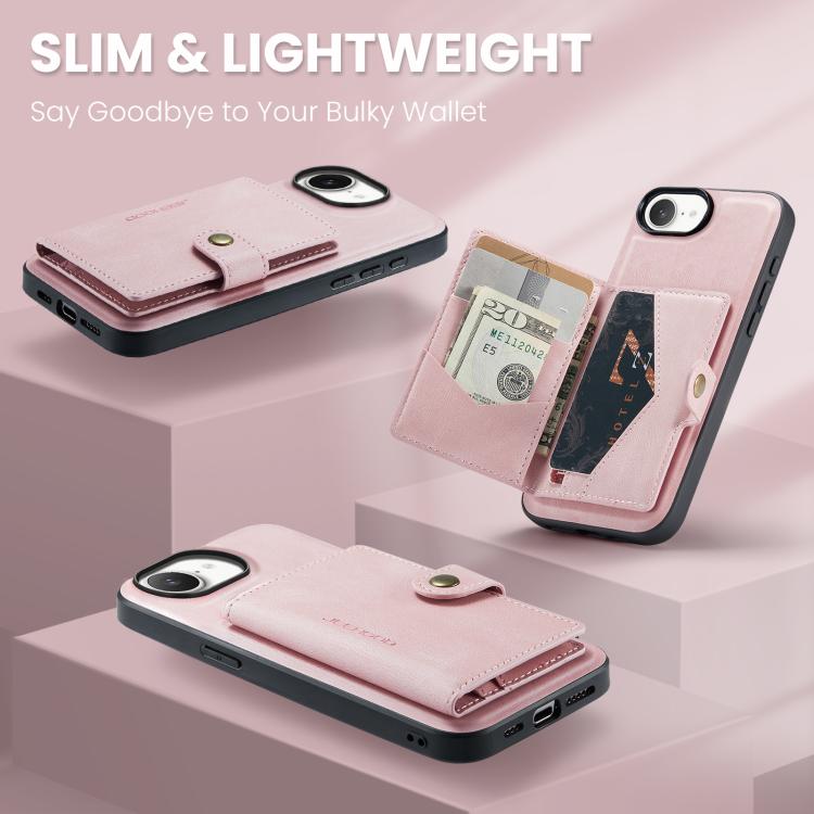 For iPhone 16e JEEHOOD J01 Retro Magnetic Detachable Wallet Phone Case(Pink) - free shipping - PMc TechLife - Order now!
