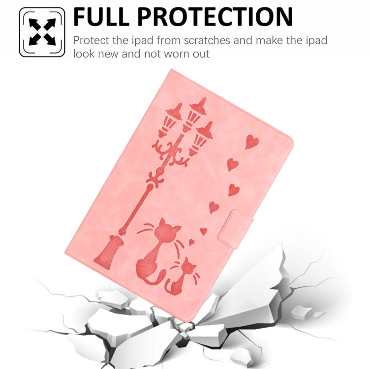 For Lenovo Tab M11 / Xiaoxin Pad 2024 Embossed Couple Cat Smart Tablet Leather Case(Pink) - Lenovo by PMC Jewellery | Online Shopping South Africa | PMC Jewellery | Buy Now Pay Later Mobicred