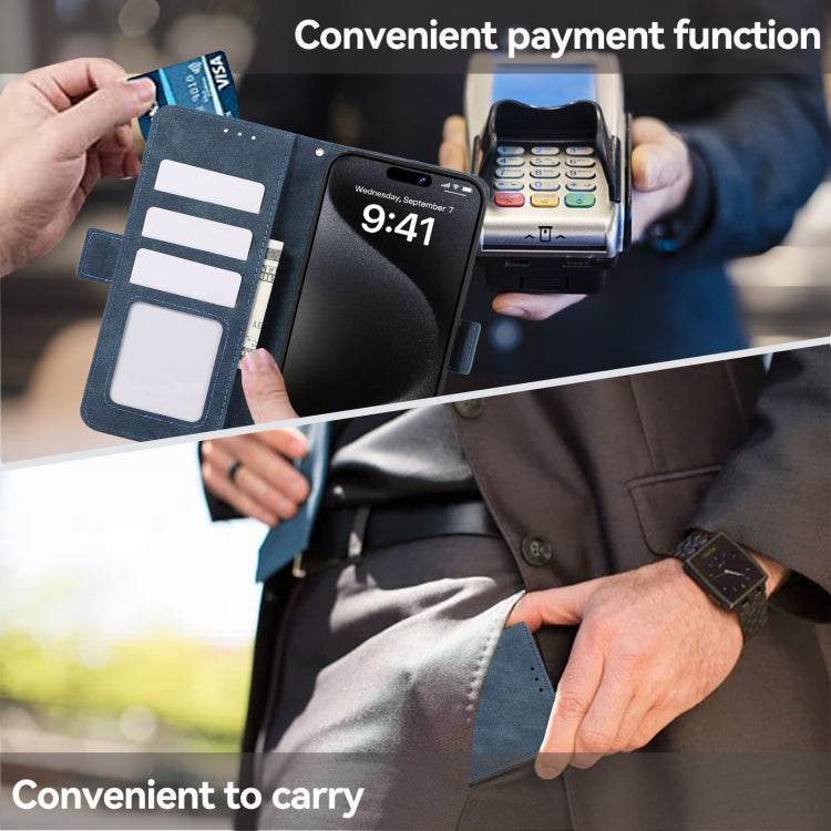 For Samsung Galaxy S25 Ultra 5G ABEEL Frosted Magnetic RFID Leather Phone Case(Blue) - Galaxy S25 Ultra 5G Cases by PMC Jewellery | Online Shopping South Africa | PMC Jewellery | Buy Now Pay Later Mobicred