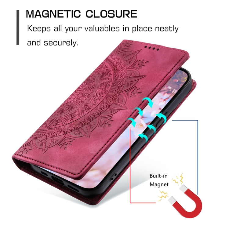 For Samsung Galaxy S25 5G Totem Embossed Magnetic Leather Phone Case(Red) - Galaxy S25 5G Cases by PMC Jewellery | Online Shopping South Africa | PMC Jewellery | Buy Now Pay Later Mobicred