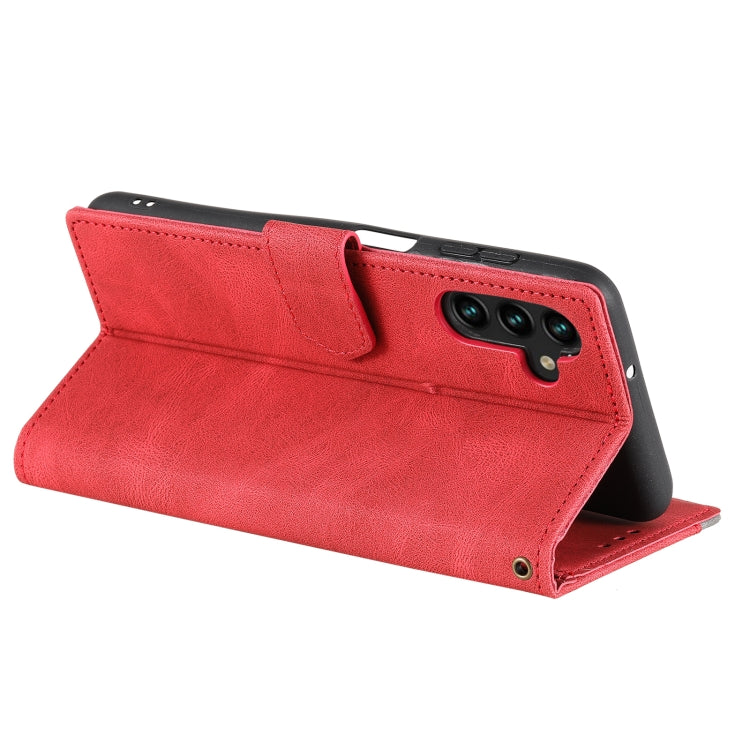 For Samsung Galaxy S25 5G Nail Skin Feel Stitching Calf Texture Leather Phone Case(Red) - Galaxy S25 5G Cases by PMC TechLife | Online Shopping South Africa | PMC TechLife | Buy Now Pay Later Mobicred