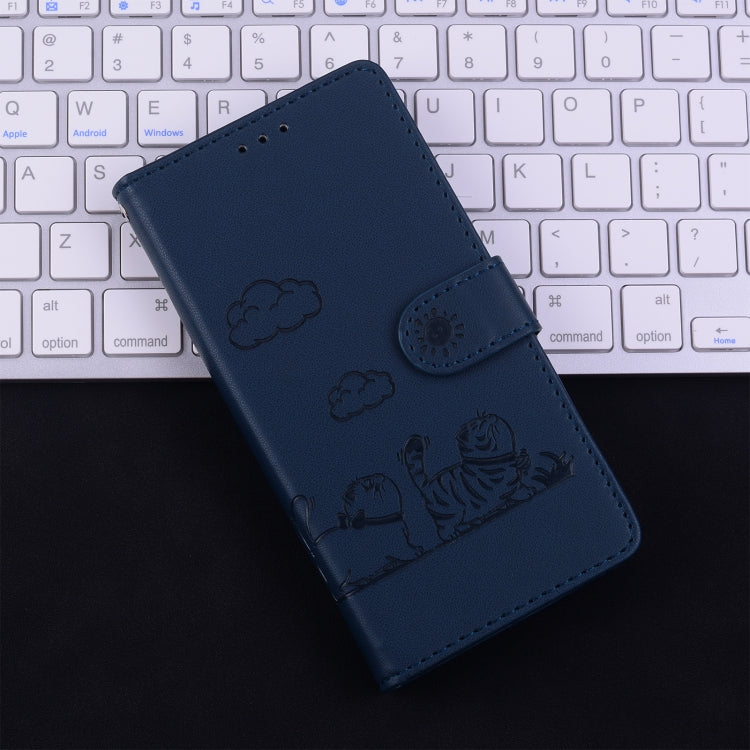 For Samsung Galaxy S25 5G Cute Cats RFID Leather Phone Case(Blue) - Galaxy S25 5G Cases by PMC Jewellery | Online Shopping South Africa | PMC Jewellery | Buy Now Pay Later Mobicred