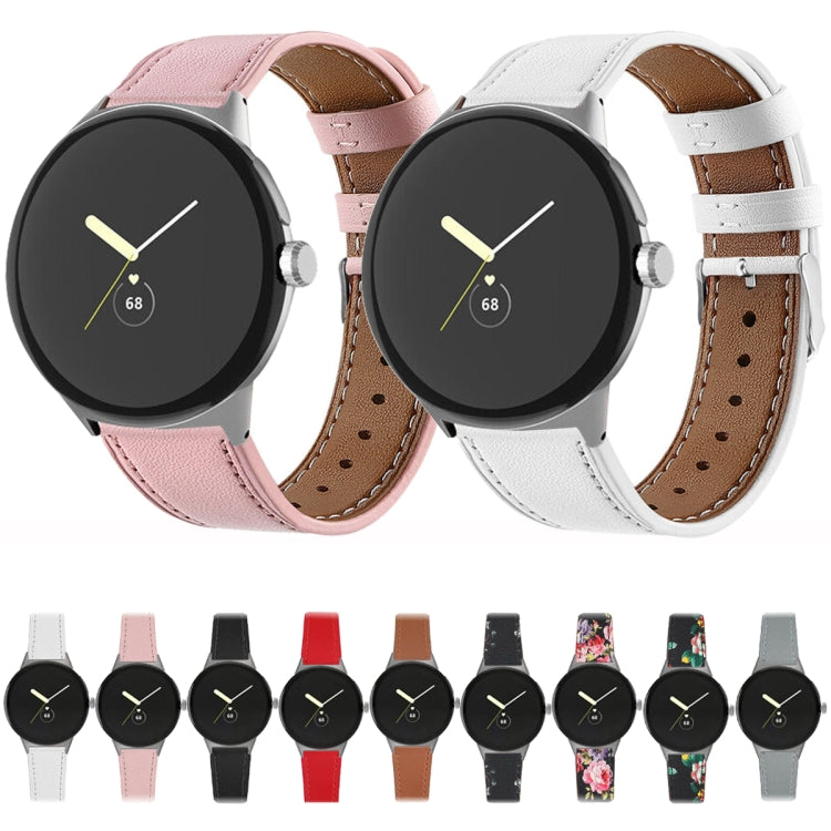 For Google Pixel Watch 3 45mm Round Tail Genuine Leather Watch Band(Red) - Watch Bands by PMc TechLife | Online Shopping South Africa | PMc TechLife | Buy Now Pay Later Mobicred