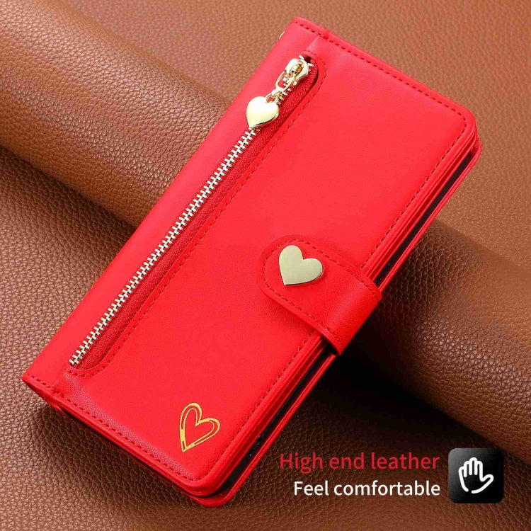 For Google Pixel 7 Pro POLA Love Multi-Card Slots Zipper Wallet Leather Phone Case(Red) - free shipping - PMC TechLife - Order now!