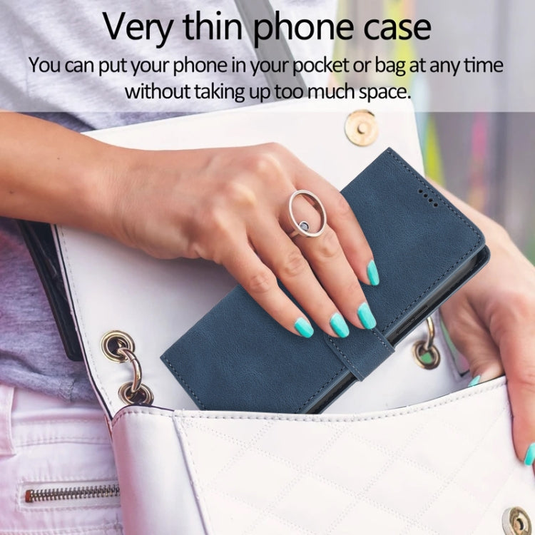 For Samsung Galaxy S25+ 5G Fantasy Skin-feel Calfskin Texture Leather Phone Case(Blue) - Galaxy S25+ 5G Cases by PMC TechLife | Online Shopping South Africa | PMC TechLife | Buy Now Pay Later Mobicred