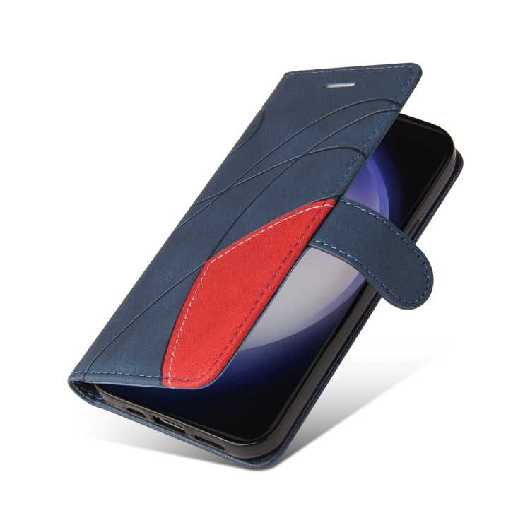 For Samsung Galaxy S25+ / S24+ 5G Dual-color Splicing Flip Leather Phone Case(Blue) - Galaxy S25+ 5G Cases by PMC Jewellery | Online Shopping South Africa | PMC Jewellery | Buy Now Pay Later Mobicred