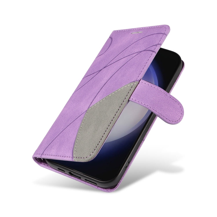 For Samsung Galaxy S25+ / S24+ 5G Dual-color Splicing Flip Leather Phone Case(Purple) - Galaxy S25+ 5G Cases by PMC Jewellery | Online Shopping South Africa | PMC Jewellery | Buy Now Pay Later Mobicred
