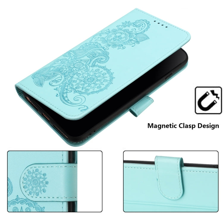 For Samsung Galaxy S25 5G Datura Flower Embossed Flip Leather Phone Case(Light Blue) - Galaxy S25 5G Cases by PMC Jewellery | Online Shopping South Africa | PMC Jewellery | Buy Now Pay Later Mobicred