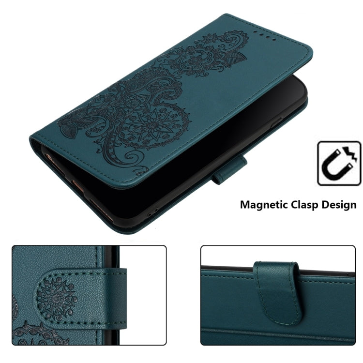 For Samsung Galaxy S25 5G Datura Flower Embossed Flip Leather Phone Case(Dark Green) - Galaxy S25 5G Cases by PMC Jewellery | Online Shopping South Africa | PMC Jewellery | Buy Now Pay Later Mobicred