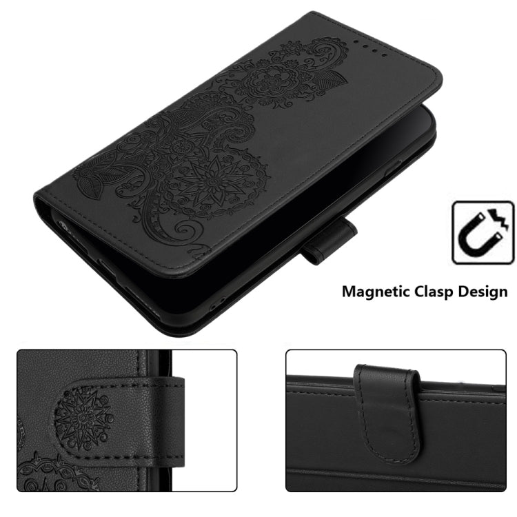 For Samsung Galaxy S25 Ultra 5G Datura Flower Embossed Flip Leather Phone Case(Black) - Galaxy S25 Ultra 5G Cases by PMC Jewellery | Online Shopping South Africa | PMC Jewellery | Buy Now Pay Later Mobicred