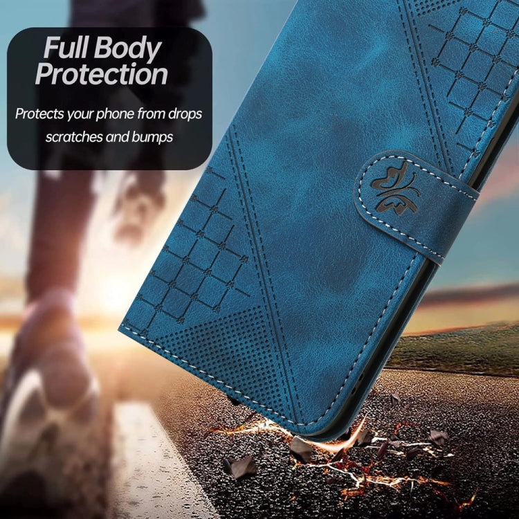 For Samsung Galaxy S25+ 5G YX0080 Grid Butterfly Embossed Pattern Flip Leather Phone Case with Lanyard(Dark Blue) - Galaxy S25+ 5G Cases by PMC TechLife | Online Shopping South Africa | PMC TechLife | Buy Now Pay Later Mobicred