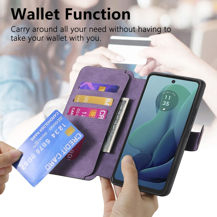 For Motorola Moto G 5G 2024 CaseNeo MagSafe RFID Anti-theft Retro Leather Phone Case(Purple) - Motorola Cases by CaseNeo | Online Shopping South Africa | PMC Jewellery | Buy Now Pay Later Mobicred