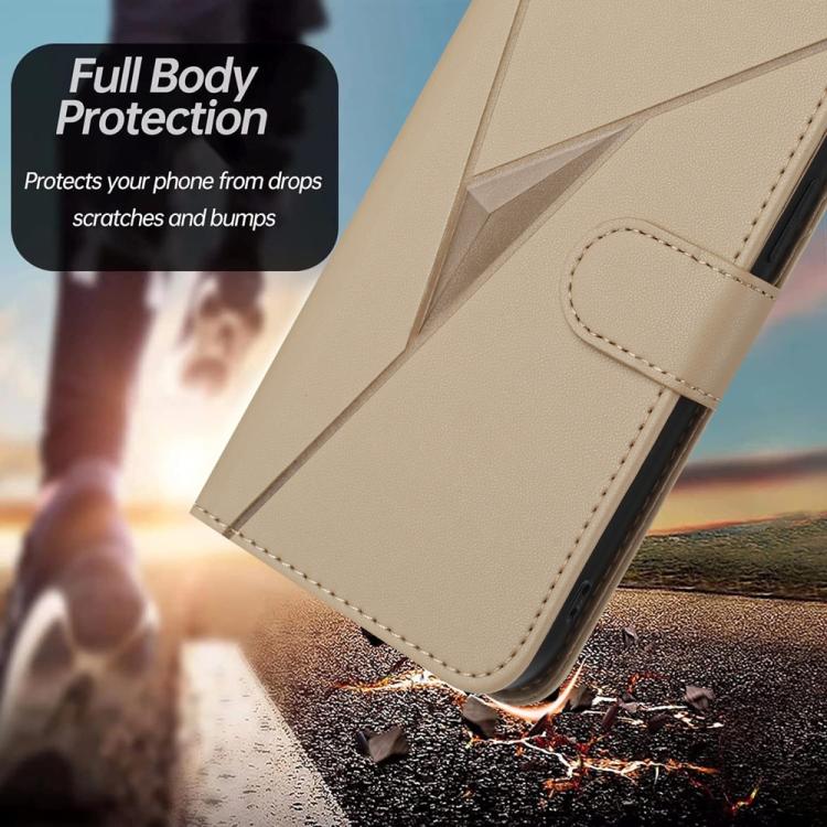 For iPhone 17 Pro Triangle Pattern Buckle Clasp Leather Phone Case(Gold) - free shipping - PMc TechLife - Order now!