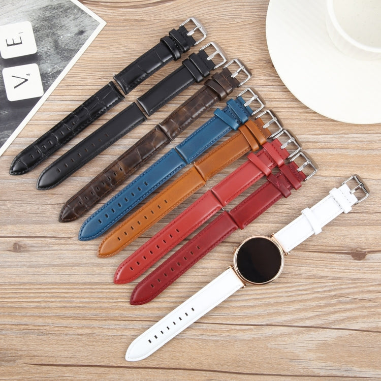 22mm Silver Steel Buckle Genuine Leather Watch Band Wristband(Red) - 22mm Bands by PMc TechLife | Online Shopping South Africa | PMc TechLife | Buy Now Pay Later Mobicred