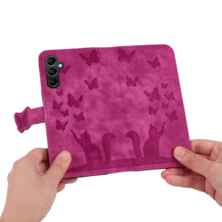 For Samsung Galaxy S25 5G Butterfly Cat Embossing Flip Leather Phone Case(Pink) - free shipping - PMC Jewellery - Order now!