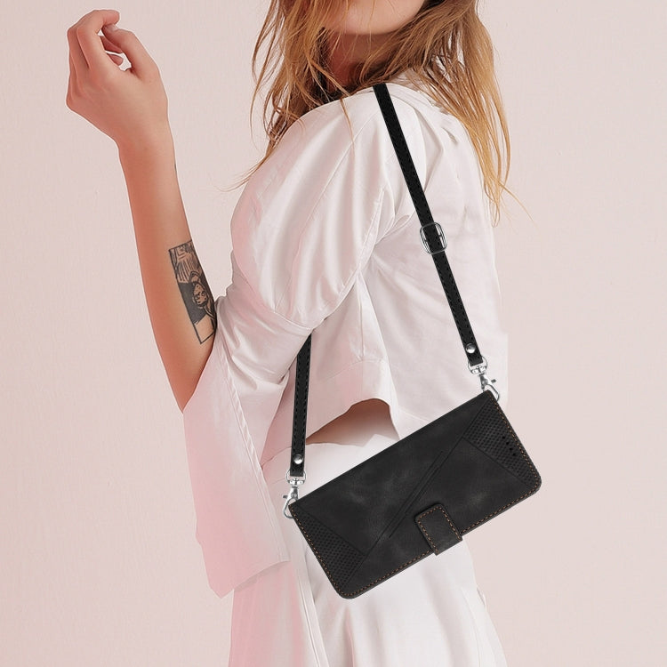 For Samsung Galaxy S25 / S24 5G Dream Triangle Leather Phone Case with Long Lanyard(Black) - Galaxy S25 5G Cases by PMC Jewellery | Online Shopping South Africa | PMC Jewellery | Buy Now Pay Later Mobicred