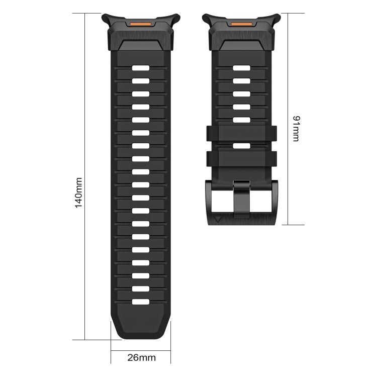For Samsung Galaxy Watch Ultra 47mm / Ultra 2025 Steel Buckle Fluororubber Watch Band(Silver Orange) - free shipping - PMC TechLife - Order now!