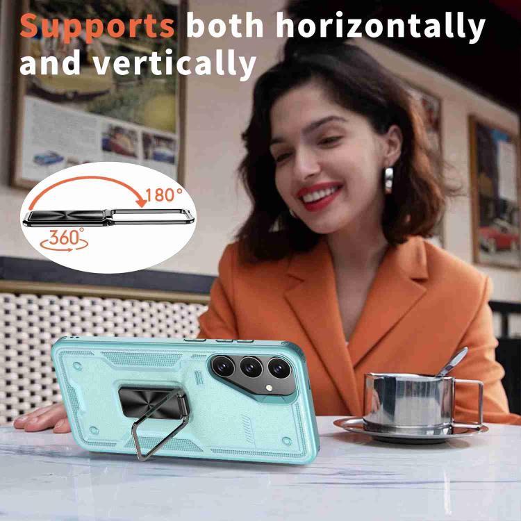 For Samsung Galaxy S25 5G Ring Holder PC Hybrid TPU Phone Case(Blue) - free shipping - PMC Jewellery - Order now!