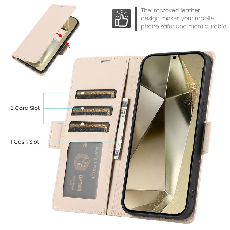 For Samsung Galaxy S25 Ultra 5G Side Buckle RFID Anti-theft Leather Phone Case(Apricot) - free shipping - PMC TechLife - Order now!