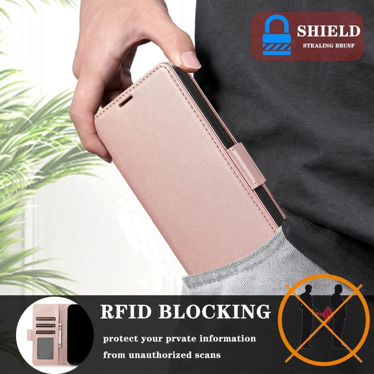 For Samsung Galaxy S25 / S24 5G Side Buckle RFID Anti-theft Leather Phone Case(Rose Gold) - free shipping - PMC TechLife - Order now!