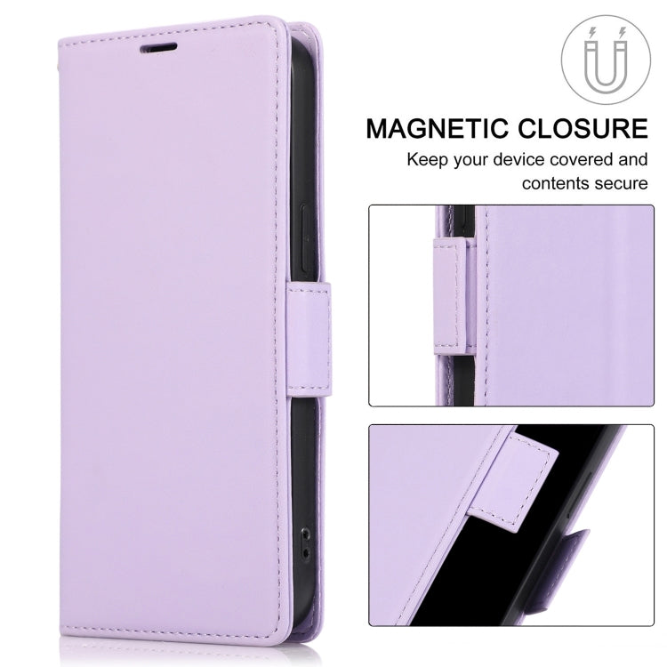 For Samsung Galaxy S25+ / S24+ 5G Side Buckle RFID Anti-theft Leather Phone Case(Light Purple) - Galaxy S25+ 5G Cases by PMC TechLife | Online Shopping South Africa | PMC TechLife | Buy Now Pay Later Mobicred