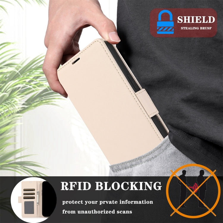 For Samsung Galaxy S25+ / S24+ 5G Side Buckle RFID Anti-theft Leather Phone Case(Apricot) - free shipping - PMC Jewellery - Order now!