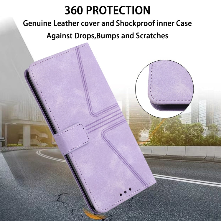 For Samsung Galaxy S25 5G Triangle Solid Color Leather Phone Case(Purple) - Galaxy S25 5G Cases by PMC TechLife | Online Shopping South Africa | PMC TechLife | Buy Now Pay Later Mobicred
