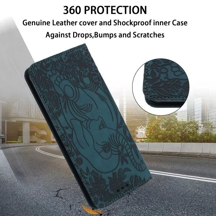 For Samsung Galaxy S25 5G Retro Elephant Embossed Leather Phone Case(Green) - Galaxy S25 5G Cases by PMC Jewellery | Online Shopping South Africa | PMC Jewellery | Buy Now Pay Later Mobicred