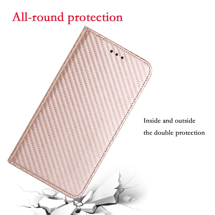 For Samsung Galaxy S25+ 5G Carbon Fiber Texture Magnetic Flip Leather Phone Case(Rose Gold) - Galaxy S25+ 5G Cases by PMC Jewellery | Online Shopping South Africa | PMC Jewellery | Buy Now Pay Later Mobicred