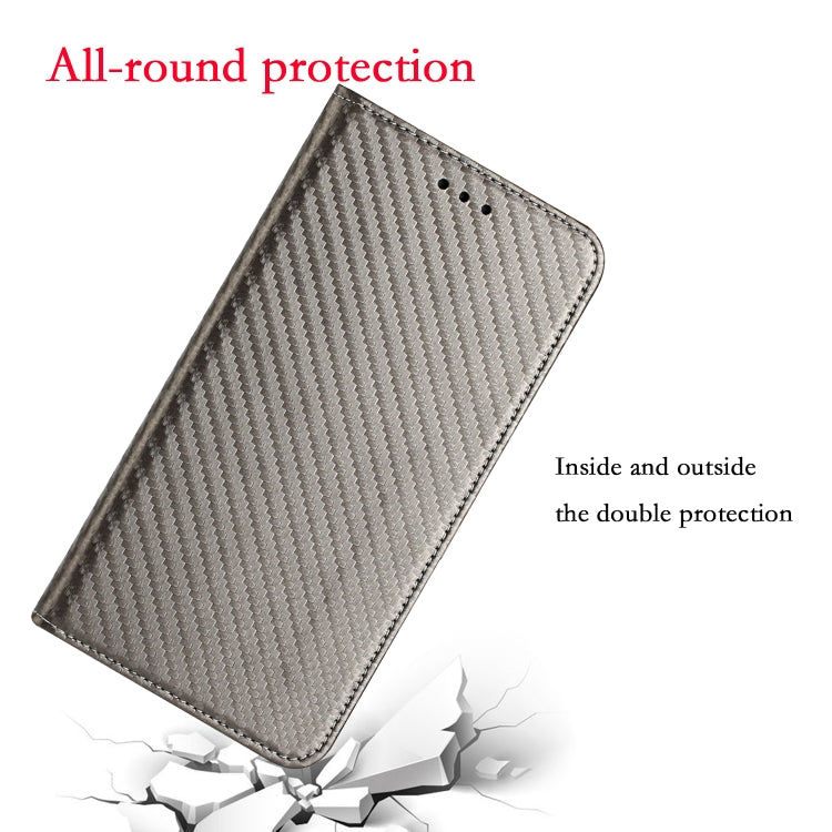 For Samsung Galaxy S25 Ultra 5G Carbon Fiber Texture Magnetic Flip Leather Phone Case(Grey) - Galaxy S25 Ultra 5G Cases by PMC Jewellery | Online Shopping South Africa | PMC Jewellery | Buy Now Pay Later Mobicred