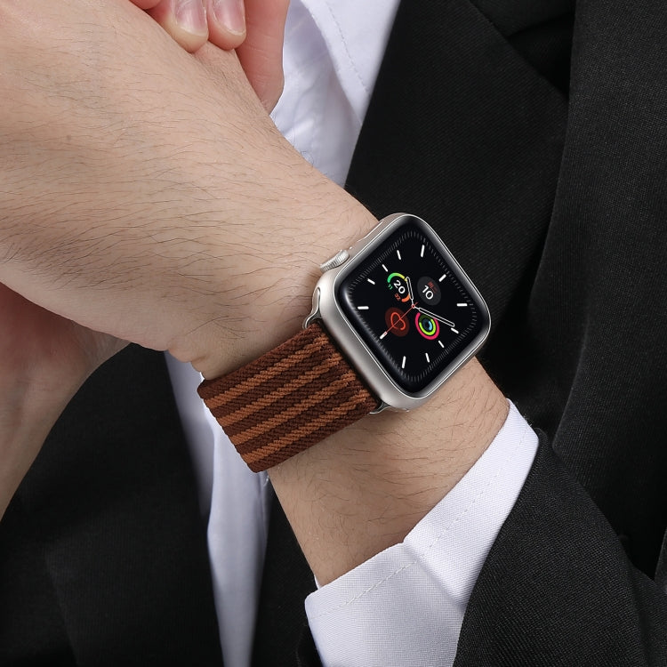 For Apple Watch 46mm / 49mm / 45mm / 44mm Parachute Buckle 4-Stripe Braided Nylon Watch Band(Brown Khaki) - Watch Bands by PMc TechLife | Online Shopping South Africa | PMc TechLife | Buy Now Pay Later Mobicred