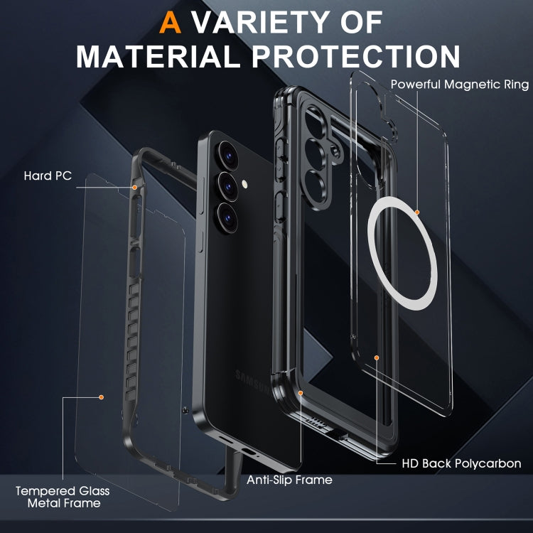 For Samsung Galaxy S25+ 5G RedPepper Tempered Glass MagSafe Phone Case(Black) - Galaxy S25+ 5G Cases by RedPepper | Online Shopping South Africa | PMC Jewellery | Buy Now Pay Later Mobicred