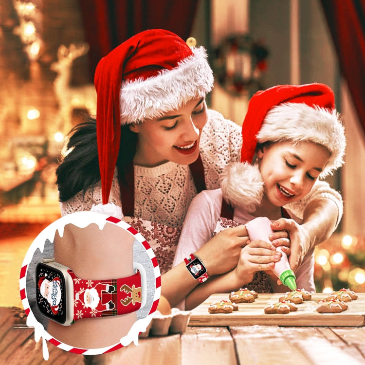 For Apple Watch 46mm / 49mm / 45mm / 44mm Christmas Pattern Butterfly Buckle Silicone Watch Band(Colorful Snowflakes) - free shipping - PMc TechLife - Order now!