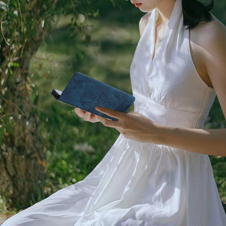 For Samsung Galaxy S25+ 5G Skin-feel Embossed Butterfly Leather Phone Case(Blue) - Galaxy S25+ 5G Cases by PMC Jewellery | Online Shopping South Africa | PMC Jewellery | Buy Now Pay Later Mobicred