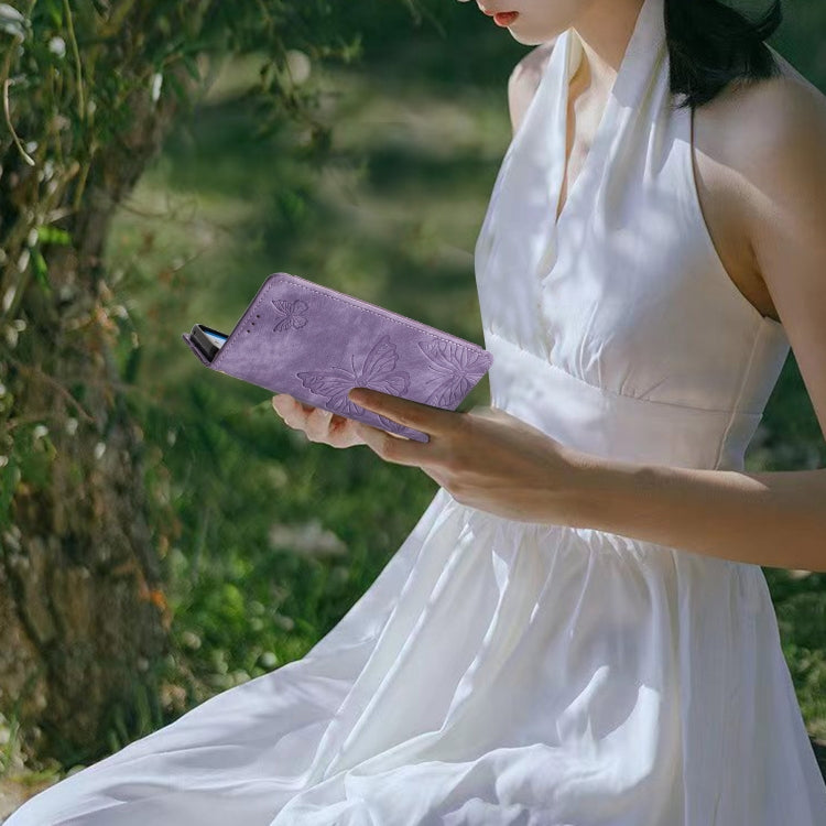 For Samsung Galaxy S25 Ultra 5G Skin-feel Embossed Butterfly Leather Phone Case(Purple) - Galaxy S25 Ultra 5G Tempered Glass by PMC Jewellery | Online Shopping South Africa | PMC Jewellery | Buy Now Pay Later Mobicred