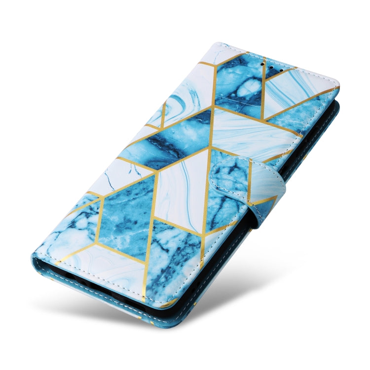 For Samsung Galaxy S25+ 5G Marble Bronzing Stitching Leather Phone Case(Blue) - Galaxy S25+ 5G Cases by PMC Jewellery | Online Shopping South Africa | PMC Jewellery | Buy Now Pay Later Mobicred