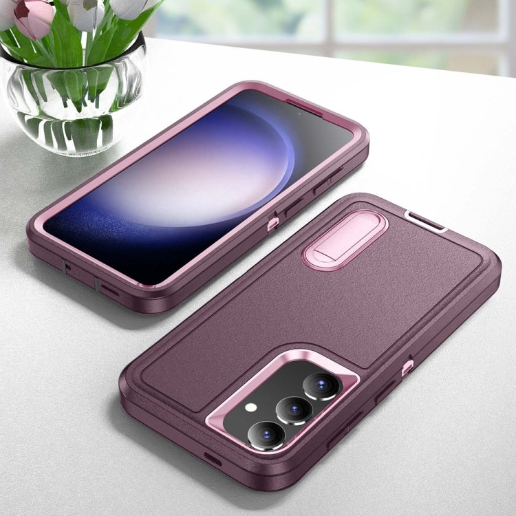 For Samsung Galaxy S24+ / S25+ 5G Rugged PC Hybrid Silicone Phone Case with Holder(Purple+Pink) - Galaxy S25+ 5G Cases by PMC Jewellery | Online Shopping South Africa | PMC Jewellery | Buy Now Pay Later Mobicred