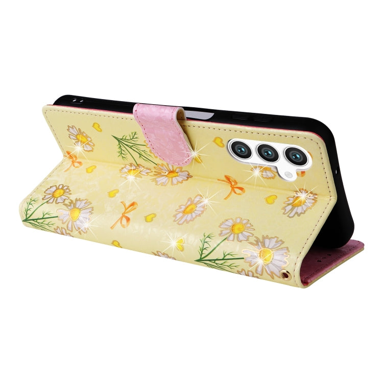For Samsung Galaxy S25 5G Bronzing Painting RFID Leather Phone Case(Yellow Daisy) - Galaxy S25 5G Cases by PMC Jewellery | Online Shopping South Africa | PMC Jewellery | Buy Now Pay Later Mobicred