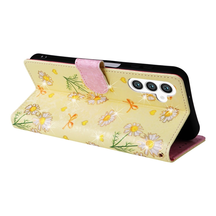 For Samsung Galaxy S25+ 5G Bronzing Painting RFID Leather Phone Case(Yellow Daisy) - Galaxy S25+ 5G Cases by PMC Jewellery | Online Shopping South Africa | PMC Jewellery | Buy Now Pay Later Mobicred