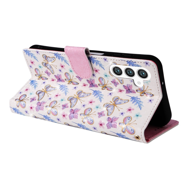 For Samsung Galaxy S25+ 5G Bronzing Painting RFID Leather Phone Case(Pansies) - Galaxy S25+ 5G Cases by PMC Jewellery | Online Shopping South Africa | PMC Jewellery | Buy Now Pay Later Mobicred